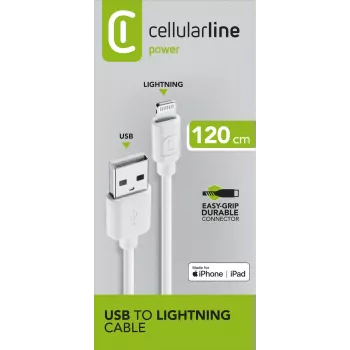 Cellularline Power Cable 120cm - Lightning laidas įkrovimui ir duomenų perdavimui