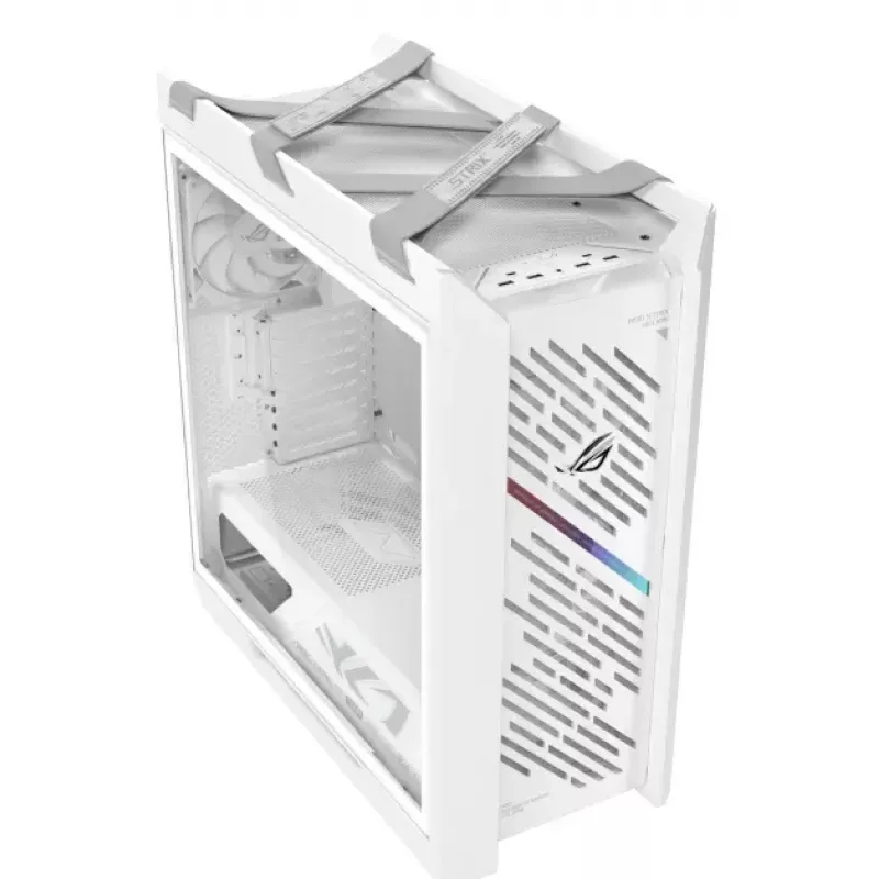ASUS ROG Strix Helios II Midi Tower baltas – korpusas EATX/ATX/Micro-ATX/Mini-ITX, 3×140mm priekyje + 1×140mm gale, 2×3,5 colio + 4×2,5 colio vietos, grūdintas stiklas