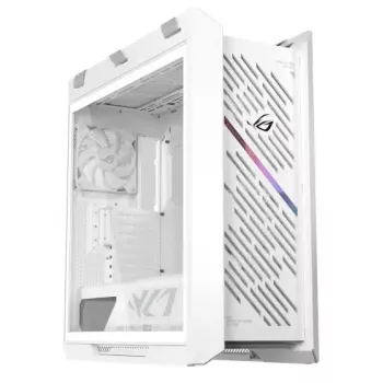 ASUS ROG Strix Helios II Midi Tower baltas – korpusas EATX/ATX/Micro-ATX/Mini-ITX, 3×140mm priekyje + 1×140mm gale, 2×3,5 colio + 4×2,5 colio vietos, grūdintas stiklas
