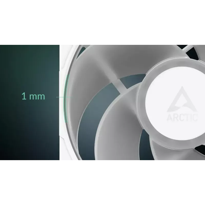 140 mm ventiliatorius Arctic Freezer P14 Pro Reverse A-RGB (baltas) – 166,5 m³/h, 5,1 mmH₂O, FDB, PWM, kabelio skirstytuvas