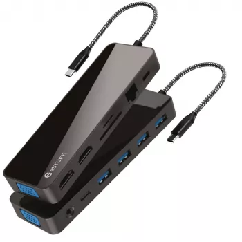 Dokavimo stotelė nešiojamam kompiuteriui eSTUFF GLB235470 USB Power Delivery 100W Ethernet 1000Mbit/s