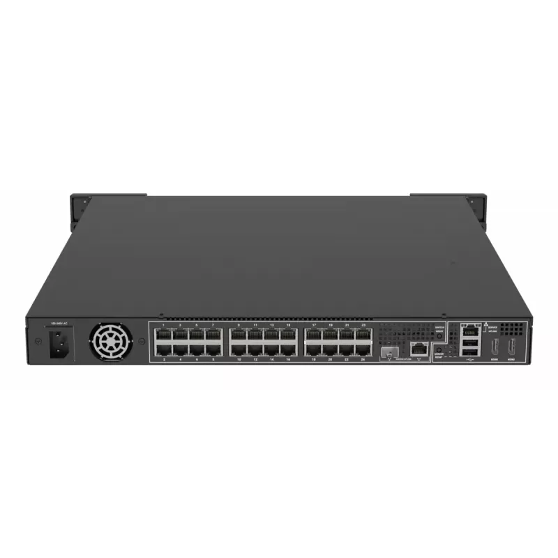 Tinklinis vaizdo registratorius AXIS S2224 Mk II 1U juodas — 24 kanalai, iki 7680×4320, 6 TB HDD, 256 GB SSD, RAID 0/1/10