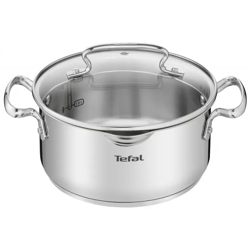 Puodų rinkinys Tefal Duetto+ G719S7, nerūdijantis plienas, 7 dalių (puodai Ø16/20/24 cm, kaserolis Ø16 cm), indukcinis, dangčiai, atsparus orkaitei iki 250°C
