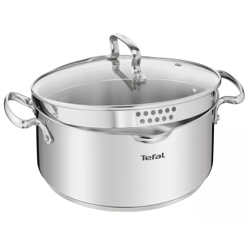 Puodų rinkinys Tefal Duetto+ G719S7, nerūdijantis plienas, 7 dalių (puodai Ø16/20/24 cm, kaserolis Ø16 cm), indukcinis, dangčiai, atsparus orkaitei iki 250°C