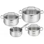 Puodų rinkinys Tefal Duetto+ G719S7, nerūdijantis plienas, 7 dalių (puodai Ø16/20/24 cm, kaserolis Ø16 cm), indukcinis, dangčiai, atsparus orkaitei iki 250°C