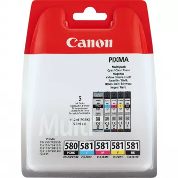 Kasetė Canon PGI-580 PGBK/CLI-581 CMYBK mišri juoda, žydra, purpurinė, geltona