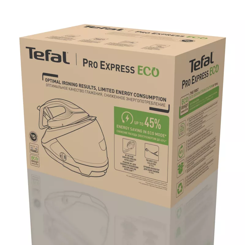 Tefal Pro Express Eco GV9E22E0 garinė lyginimo stotis 2200 W 1.8 L Durilium AirGlide Autoclean padas Smėlio, Balta