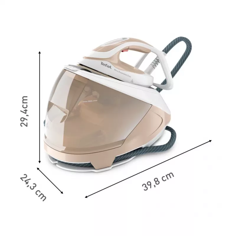 Tefal Pro Express Eco GV9E22E0 garinė lyginimo stotis 2200 W 1.8 L Durilium AirGlide Autoclean padas Smėlio, Balta