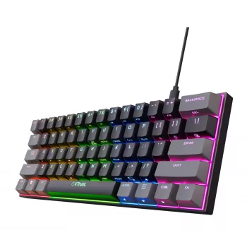 Trust GXT 867 Acira mechaninė žaidimų klaviatūra 60% USB QWERTY juoda