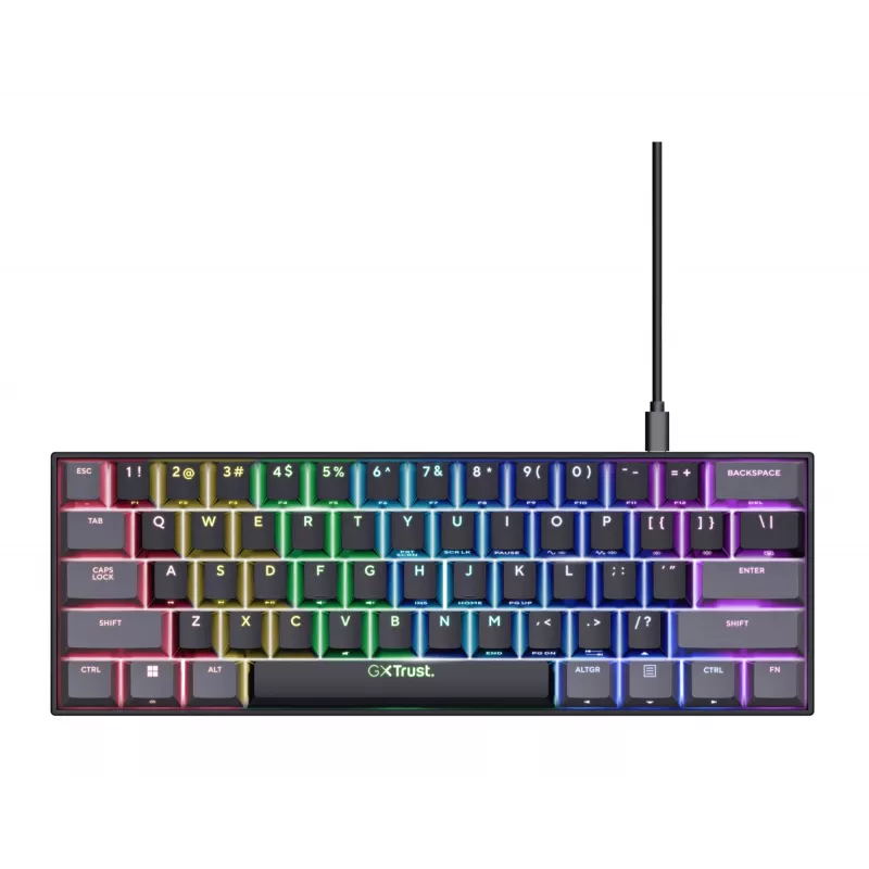 Trust GXT 867 Acira mechaninė žaidimų klaviatūra 60% USB QWERTY juoda