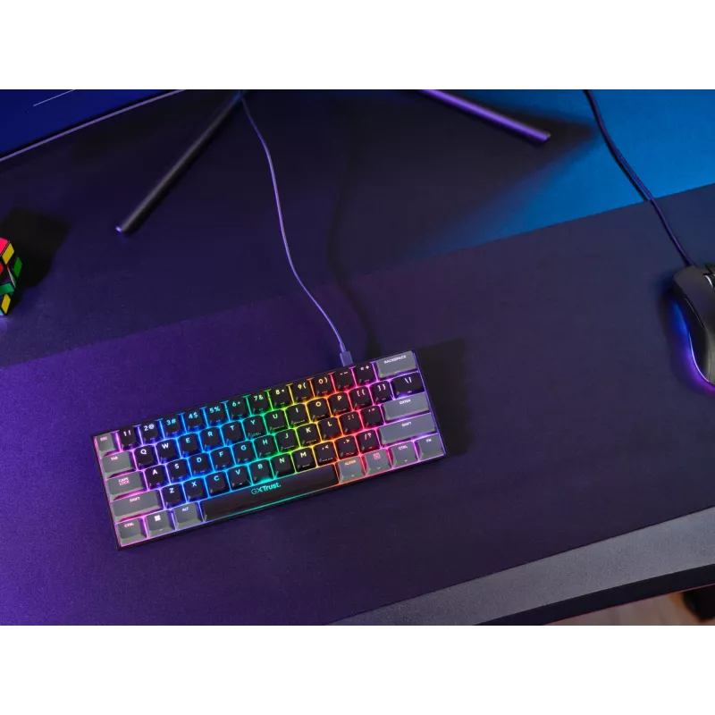 Trust GXT 867 Acira mechaninė žaidimų klaviatūra 60% USB QWERTY juoda