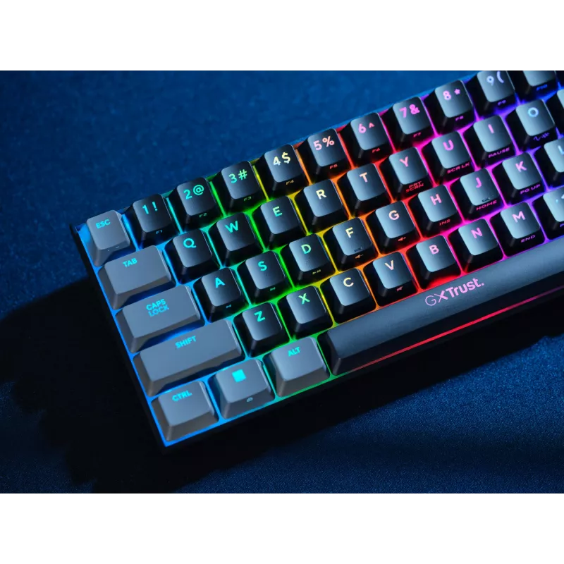 Trust GXT 867 Acira mechaninė žaidimų klaviatūra 60% USB QWERTY juoda