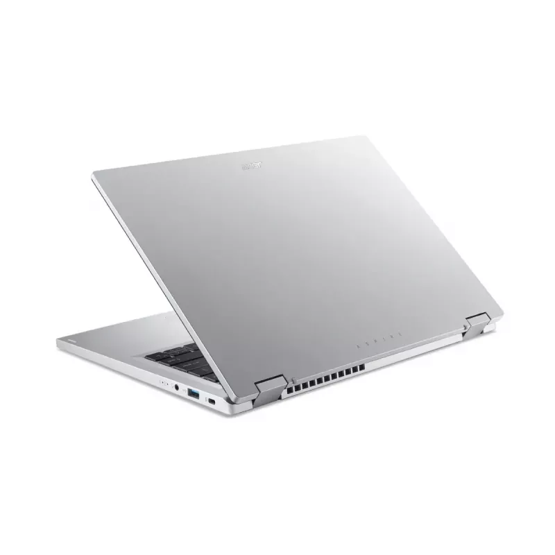 Hibridinis (2-in-1) nešiojamasis kompiuteris Acer Aspire Go Spin 14 AGSP14-31PT-C72L — 14 colių WUXGA liečiamasis ekranas, Intel N150, 16 GB LPDDR5, 512 GB SSD, Windows 11 Home, sidabrinis