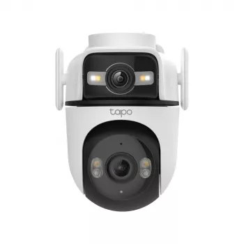 TP-Link Tapo C545D lauko saugumo kamera su dviem objektyvais, PTZ, IP, belaidė ir laidinė, lubų/sienos/stulpo montavimui, balta, sferinė