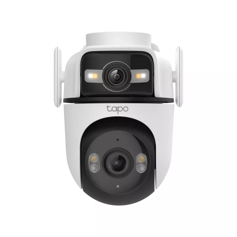 TP-Link Tapo C545D lauko saugumo kamera su dviem objektyvais, PTZ, IP, belaidė ir laidinė, lubų/sienos/stulpo montavimui, balta, sferinė