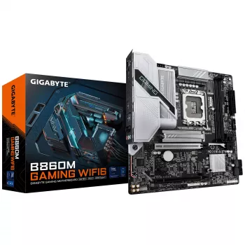 Motininė plokštė GIGABYTE B860M GAMING WIFI6 — Micro ATX, LGA 1851, DDR5 iki 9066MHz, 2 DIMM, PCIe 5.0, 2.5GbE, Wi‑Fi 6E