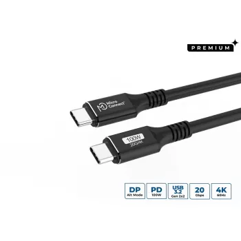 USB-C į USB-C laidas MicroConnect USB3.2CC015 — USB 3.2 Gen 2x2, 0,15 m, juodas