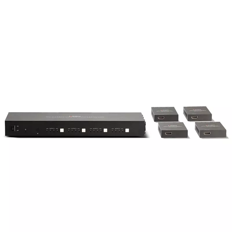 Lindy 70m Cat.6 4x4 HDMI 4K60 Matricos Prailgintuvas, 3840 x 2160 pikselių, AV siųstuvas ir imtuvas, 70 m, Laidinis, Juodas, HDCP