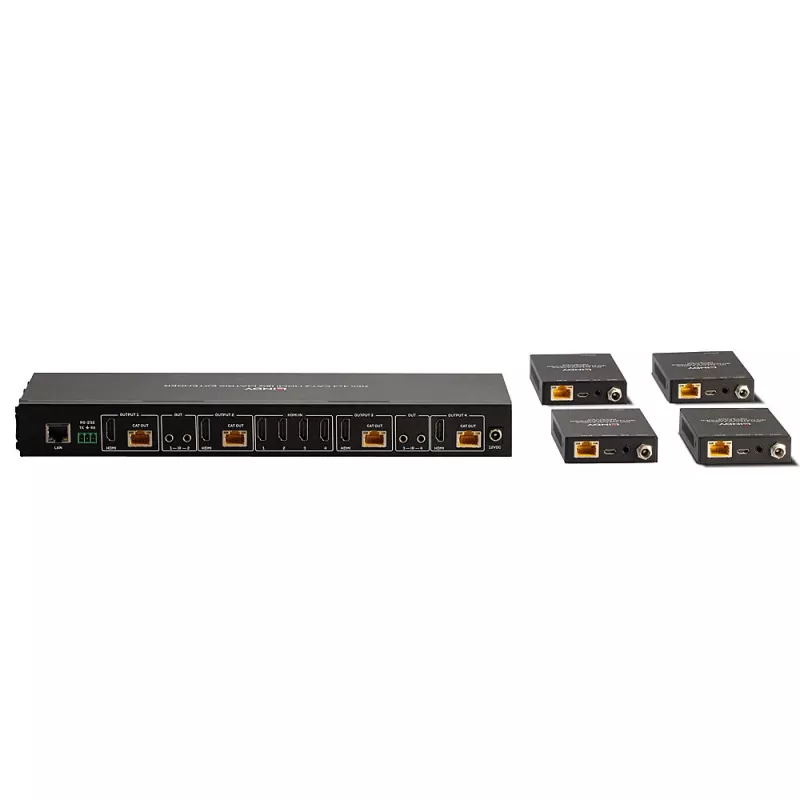 Lindy 70m Cat.6 4x4 HDMI 4K60 Matricos Prailgintuvas, 3840 x 2160 pikselių, AV siųstuvas ir imtuvas, 70 m, Laidinis, Juodas, HDCP