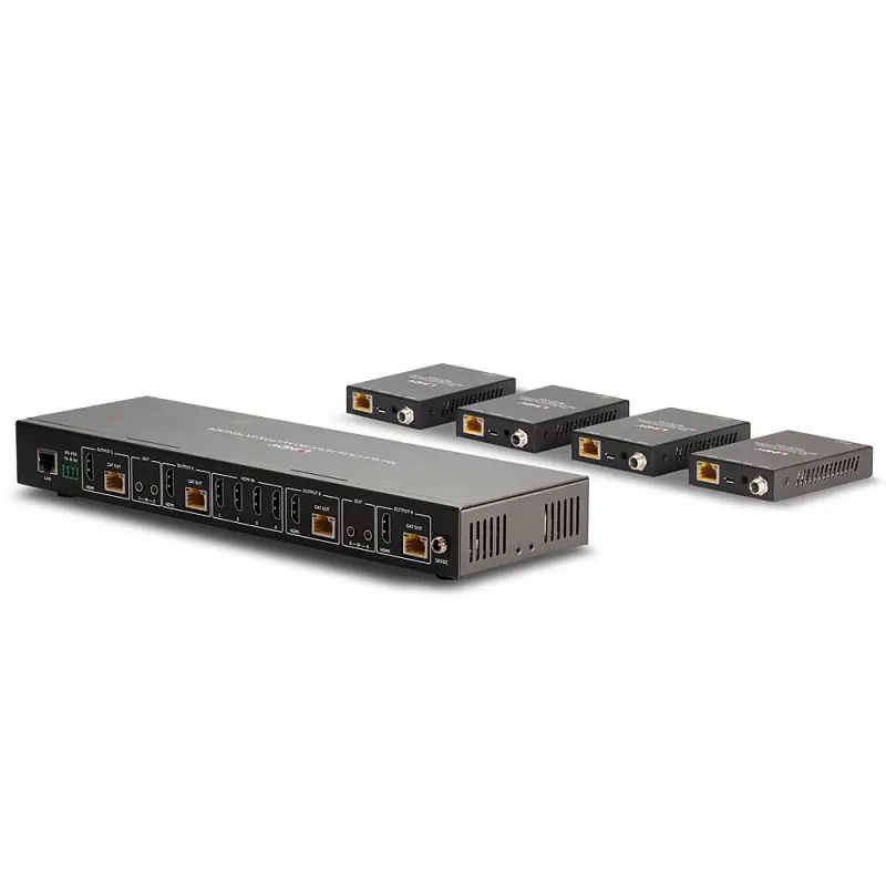 Lindy 70m Cat.6 4x4 HDMI 4K60 Matricos Prailgintuvas, 3840 x 2160 pikselių, AV siųstuvas ir imtuvas, 70 m, Laidinis, Juodas, HDCP