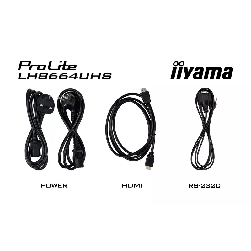Skaitmeninės reklamos plokščiasis ekranas IIYAMA LH8664UHS-B3AG — 85,6 colio (2,17 m) 3840x2160 4K IPS, 450 cd/m², Wi‑Fi, Android, 24/7, juodas