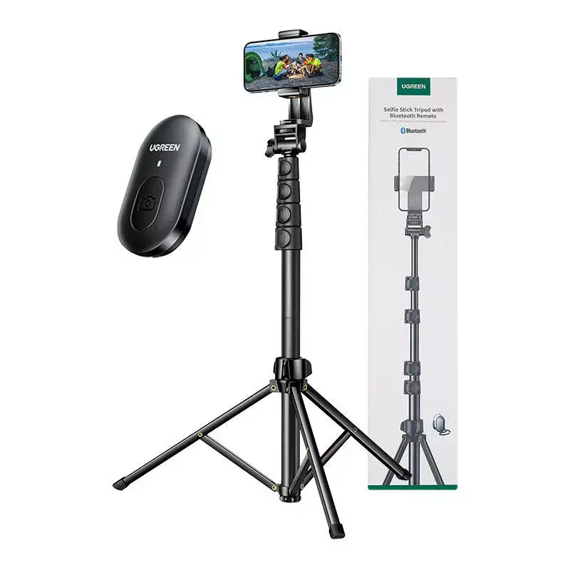Selfie lazda UGREEN LP680 Bluetooth su nuotolinio valdymo pulteliu, ištraukiama iki 1,7 m, maksimalus aukštis 180 cm, universali suderinamumas, juoda