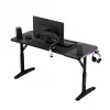 Reguliuojamo aukščio žaidimų stalas huzaro Hero 3.6 RGB Black — 1400×600 mm, aukštis 560–790 mm, RGB apšvietimas, H-kojų konstrukcija
