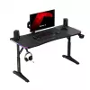 Reguliuojamo aukščio žaidimų stalas huzaro Hero 3.6 RGB Black — 1400×600 mm, aukštis 560–790 mm, RGB apšvietimas, H-kojų konstrukcija