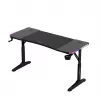Reguliuojamo aukščio žaidimų stalas huzaro Hero 3.6 RGB Black — 1400×600 mm, aukštis 560–790 mm, RGB apšvietimas, H-kojų konstrukcija