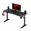 Reguliuojamo aukščio žaidimų stalas huzaro Hero 3.6 RGB Black — 1400×600 mm, aukštis 560–790 mm, RGB apšvietimas, H-kojų konstrukcija