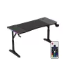Reguliuojamo aukščio žaidimų stalas huzaro Hero 3.6 RGB Black — 1400×600 mm, aukštis 560–790 mm, RGB apšvietimas, H-kojų konstrukcija