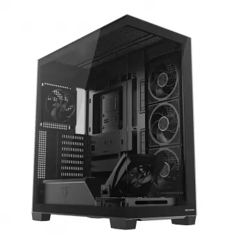 PC korpusas MODECOM VOLCANO STELLAR PLUS ARGB MIDI, 5 priekiniai ventiliatoriai, grūdintas stiklas, USB-C
