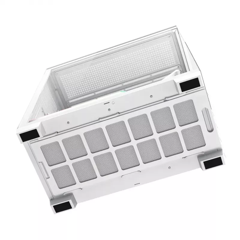 Korpusas MODECOM VOLCANO STELLAR PLUS MIDI WHITE — Midi bokštas, microATX, grūdintas stiklas, USB-C, palaiko GPU iki 420 mm