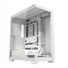 Korpusas MODECOM VOLCANO STELLAR PLUS MIDI WHITE — Midi bokštas, microATX, grūdintas stiklas, USB-C, palaiko GPU iki 420 mm