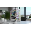 Korpusas MODECOM VOLCANO STELLAR PLUS MIDI WHITE — Midi bokštas, microATX, grūdintas stiklas, USB-C, palaiko GPU iki 420 mm
