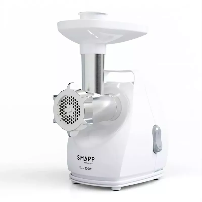 Mėsmalė SMAPP model 490.81 BALTA - 2200 W, 1 greitis, 2.7 kg/min, 3 sieteliai, balta, smulkinimo antgalis
