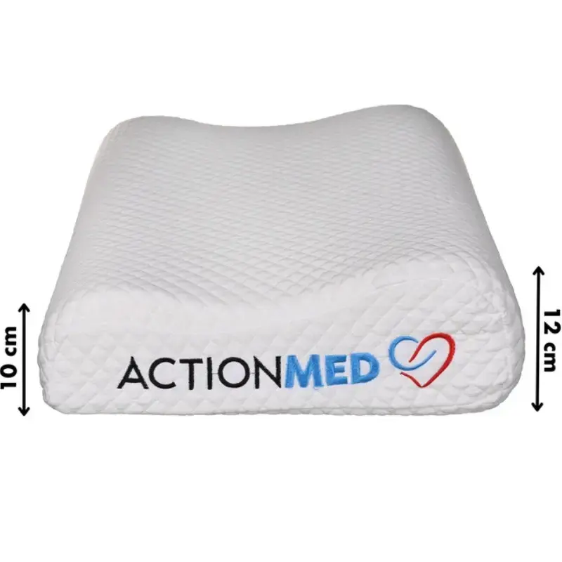 Ortopedinė kaklinė pagalvė ActionMed CERVICAL MED PILLOW PO100AM – putų užpildas, 550×360×120 mm, nuimamas skalbiant užvalkalas, balta