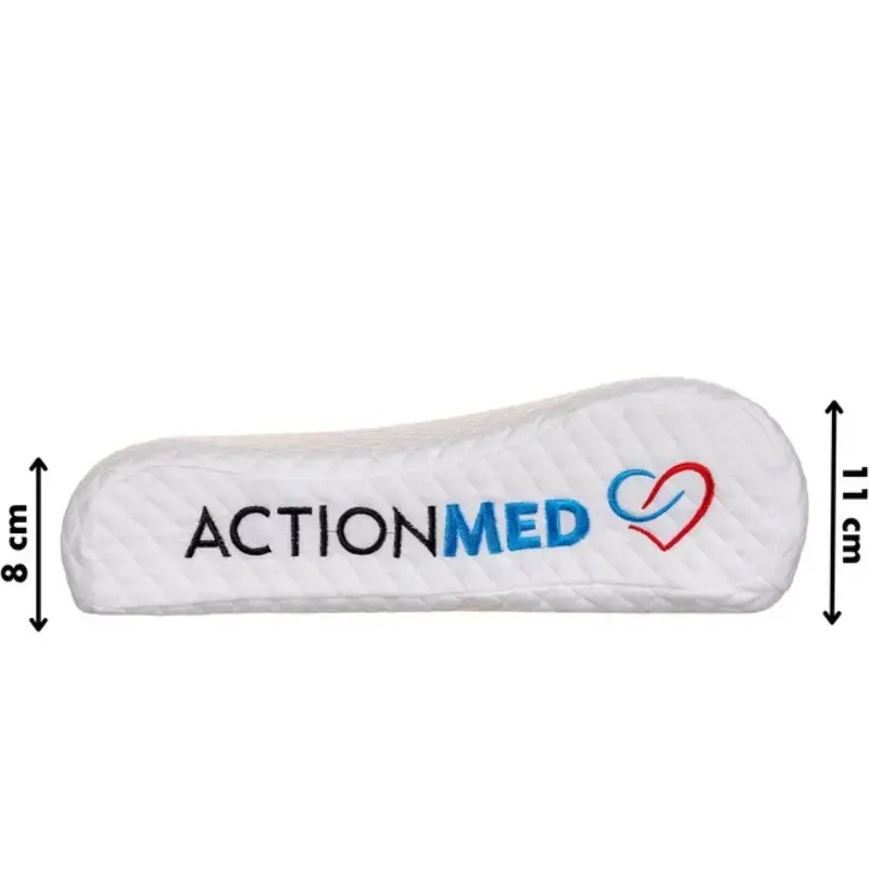 Ortopedinė pagalvė ActionMed PO200AM – anatominė putų pagalvė galvai ir kaklui, 590×350 mm, maks. aukštis 11 cm, nuimamas užvalkalas