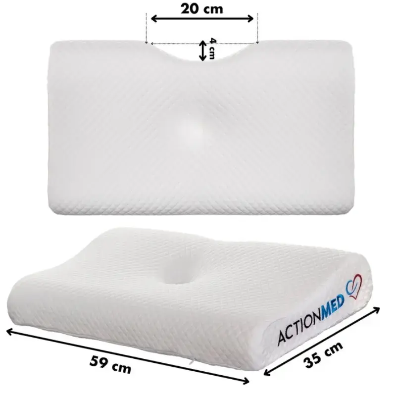 Ortopedinė pagalvė ActionMed PO200AM – anatominė putų pagalvė galvai ir kaklui, 590×350 mm, maks. aukštis 11 cm, nuimamas užvalkalas