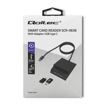 Kortelių skaitytuvas QOLTEC Smart ID Card Reader Intelligenst Model 50636 USB Type C