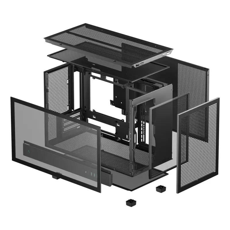 Korpusas DeepCool CH260 Micro Tower juodas — Micro-ATX/Mini-ITX, grūdintas stiklas, USB-C, maks. GPU 413 mm