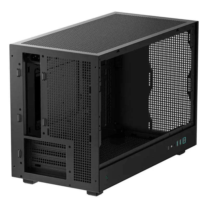 Korpusas DeepCool CH260 Micro Tower juodas — Micro-ATX/Mini-ITX, grūdintas stiklas, USB-C, maks. GPU 413 mm