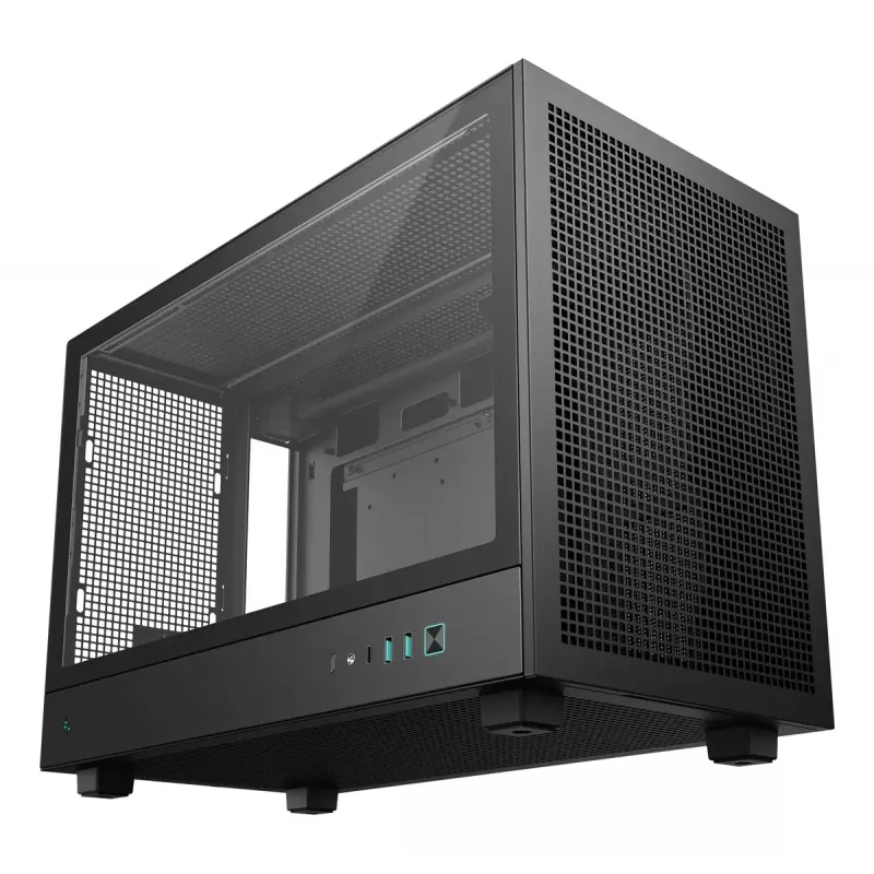 Korpusas DeepCool CH260 Micro Tower juodas — Micro-ATX/Mini-ITX, grūdintas stiklas, USB-C, maks. GPU 413 mm