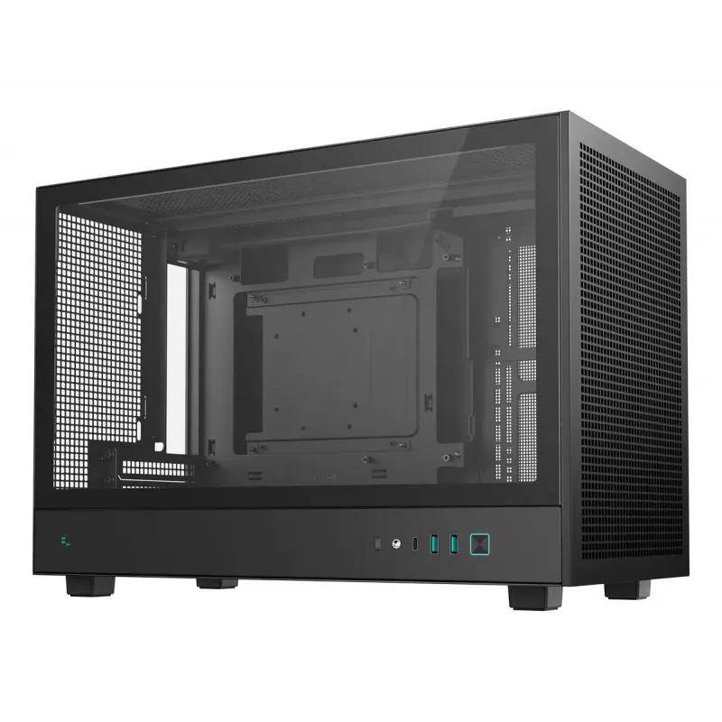 Korpusas DeepCool CH260 Micro Tower juodas — Micro-ATX/Mini-ITX, grūdintas stiklas, USB-C, maks. GPU 413 mm