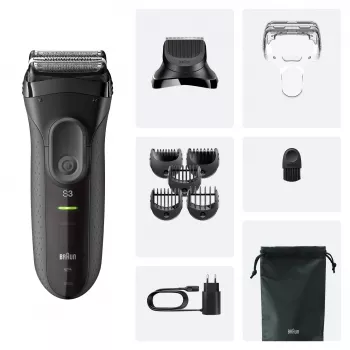 Braun 3000BT akumuliatorinis trimeris barzdai 5–7 mm, šlapiam ir sausam skutimui, juodai pilkas