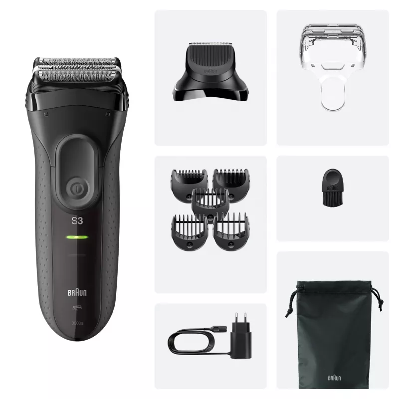 Braun 3000BT akumuliatorinis trimeris barzdai 5–7 mm, šlapiam ir sausam skutimui, juodai pilkas