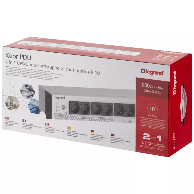 Legrand Keor UPS PDU 800VA FR INPUT 8 FR OUTPUT nepertraukiamo maitinimo šaltinis (UPS) budėjimo režimo (Offline) 0.8 kVA 480 W 8 AC lizdai