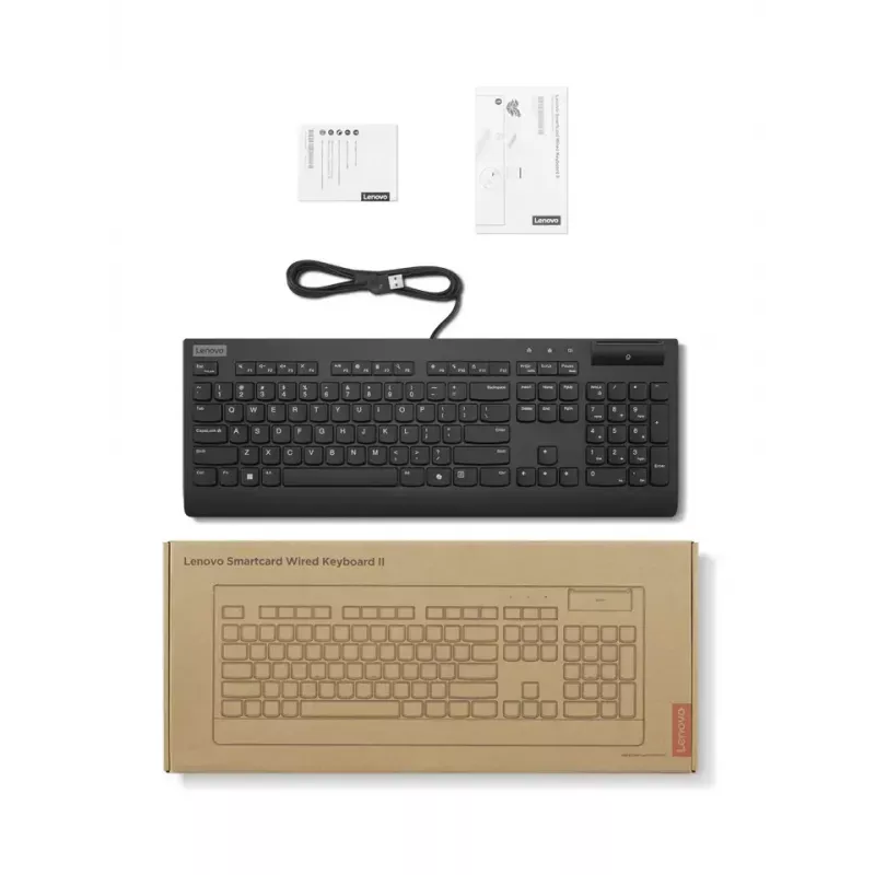 Lenovo Smartcard II laidinė klaviatūra, estų išdėstymas, juoda, USB-A, plunger jungikliai