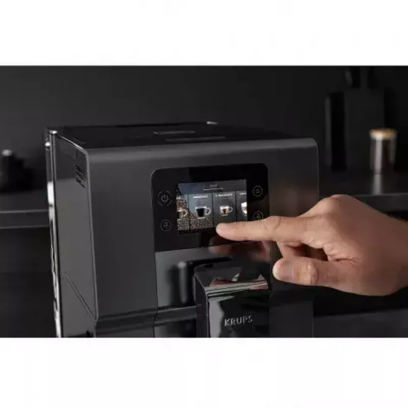 Krups EA875U10 pusiau automatinis espreso aparatas, 3 L vandens bakas, 250 g pupelių talpa, termoblokas, 1450 W