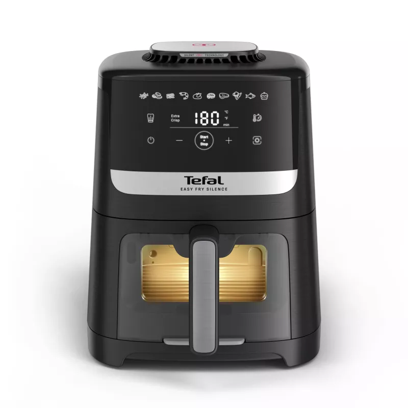 Karšto oro gruzdintuvė Tefal Easy Fry Silence EY5568E0, 5 l, juoda su nerūdijančiu plienu